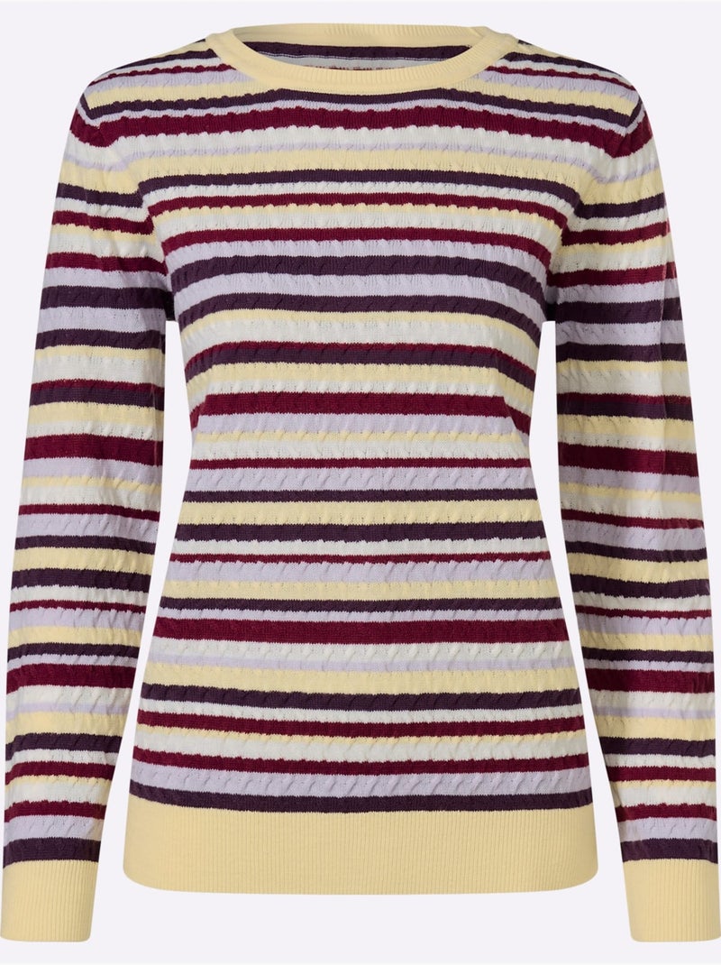 Pull Encolure Ronde Motif Torsadé Sportif - Taille Standard - Moda Vilona Mauve - Kiabi