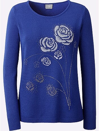 Pull Encolure Ronde Petites Pierres Brillantes Fantaisie - Taille Standard - Witt