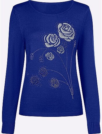 Pull Encolure Ronde Petites Pierres Brillantes Fantaisie - Taille Standard - Witt