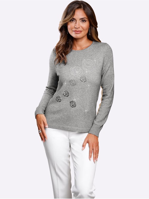 Pull Encolure Ronde Petites Pierres Brillantes Fantaisie - Taille Standard - Witt - Kiabi