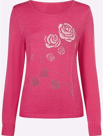 Pull Encolure Ronde Petites Pierres Brillantes Fantaisie - Taille Standard - Witt