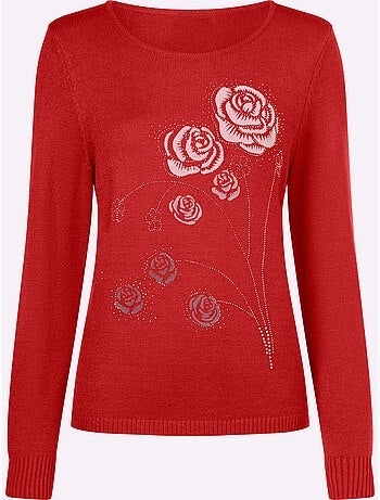 Pull Encolure Ronde Petites Pierres Brillantes Fantaisie - Taille Standard - Witt