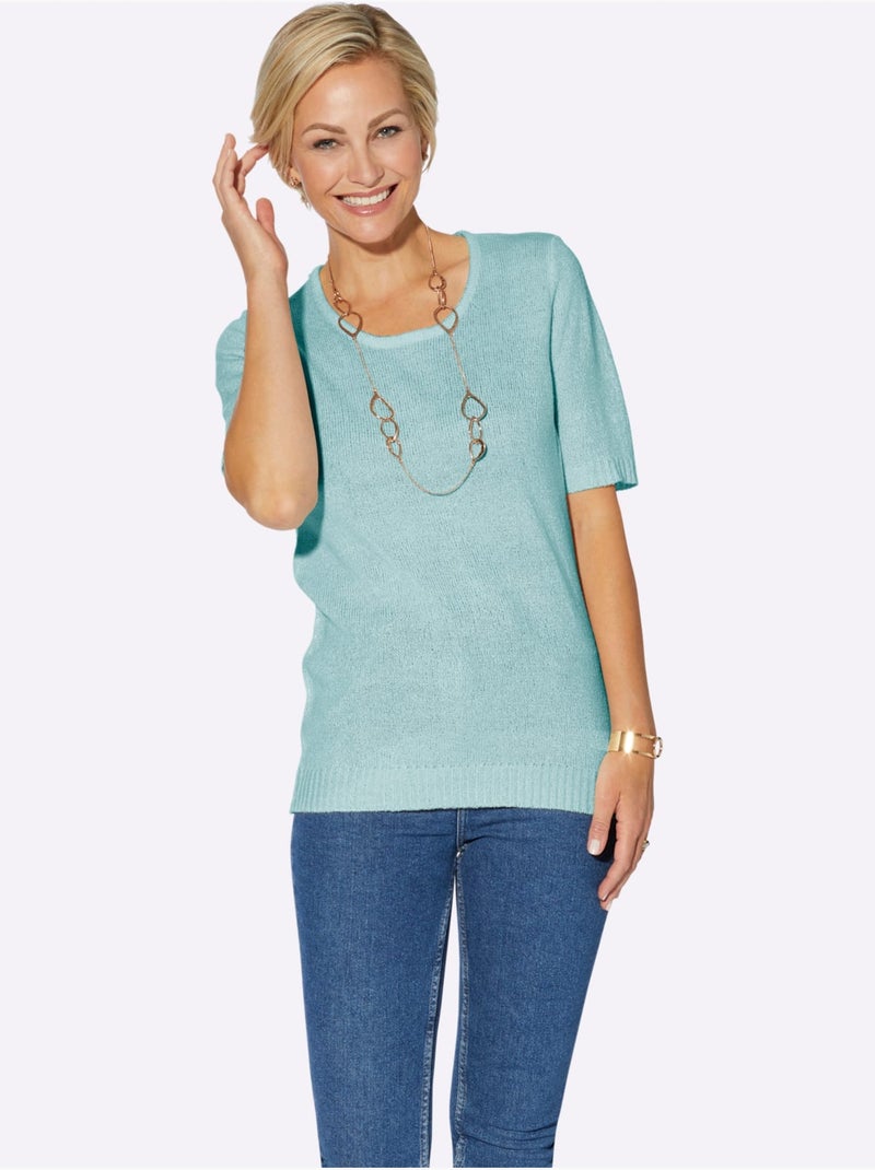 Pull encolure ronde superbe bouclé - taille standard - witt Bleu marine - Kiabi