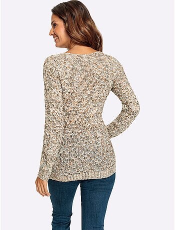 Pull en maille à col rond et manches longues motif tricoté - taille standard - witt