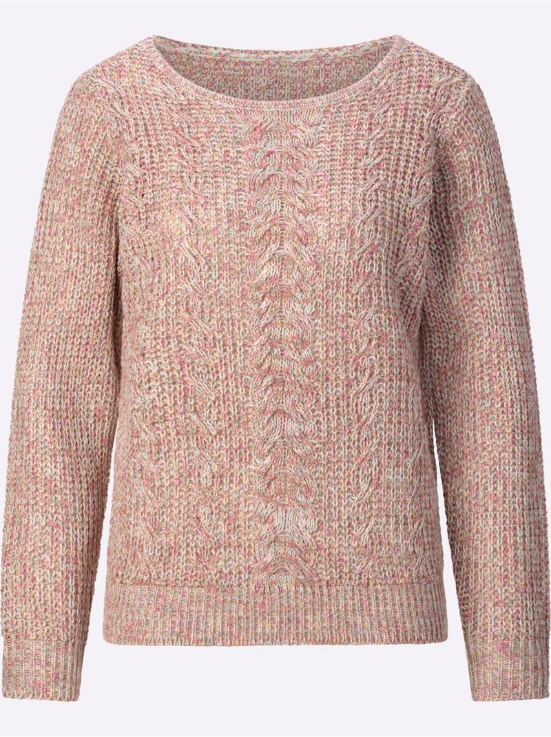 Pull Encolure Ronde Superbe Motif Torsadé - Taille Standard - Moda Vilona Bois de rose - Kiabi