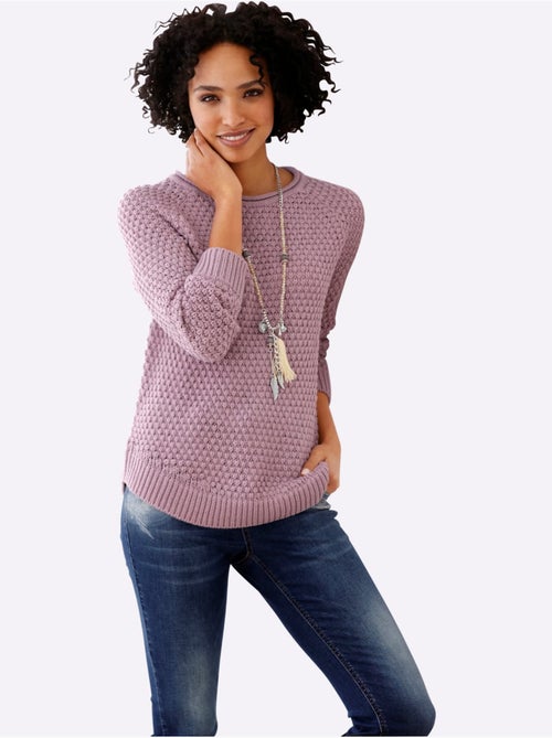 Pull encolure ronde tricot doux - taille standard - helline - Kiabi Pull encolure ronde tricot doux - taille standard - helline - Kiabi