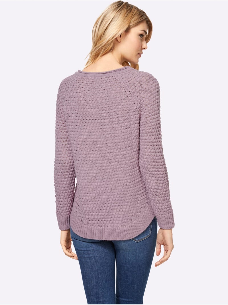 Pull encolure ronde tricot doux - taille standard - helline Mauve - Kiabi