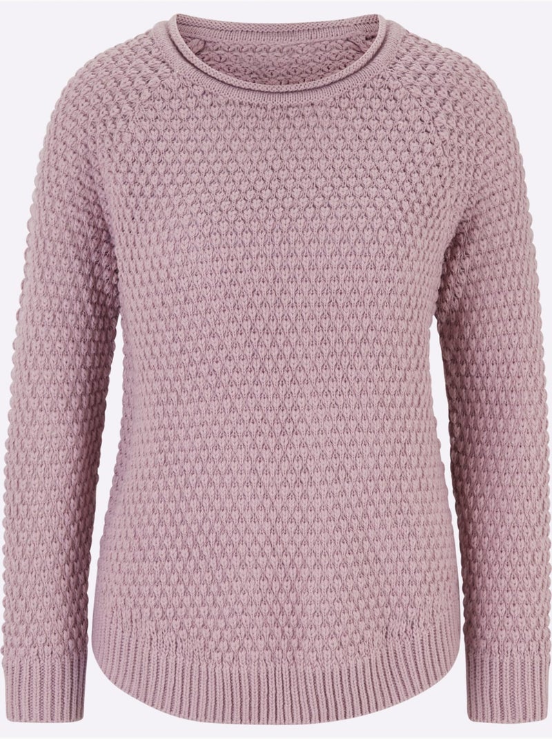 Pull encolure ronde tricot doux - taille standard - helline Mauve - Kiabi