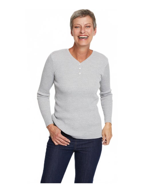 Pull encolure tunisienne avec laine mérinos - Afibel - Kiabi