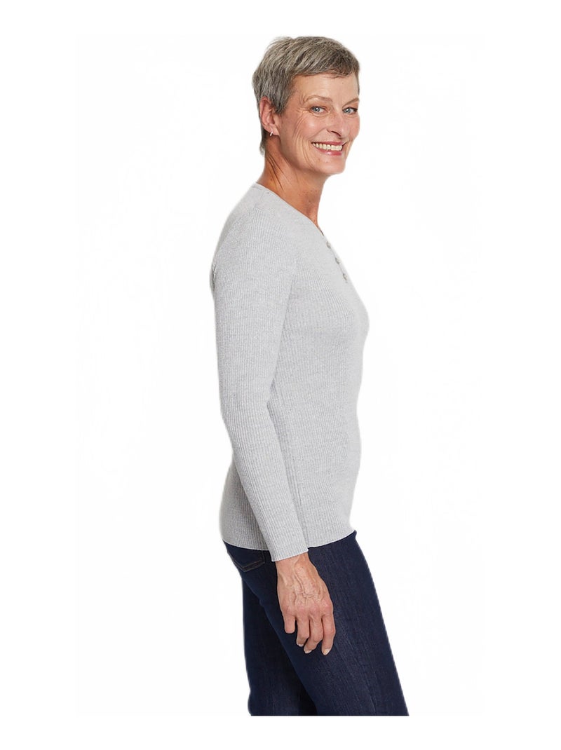 Pull encolure tunisienne avec laine mérinos - Afibel Gris - Kiabi