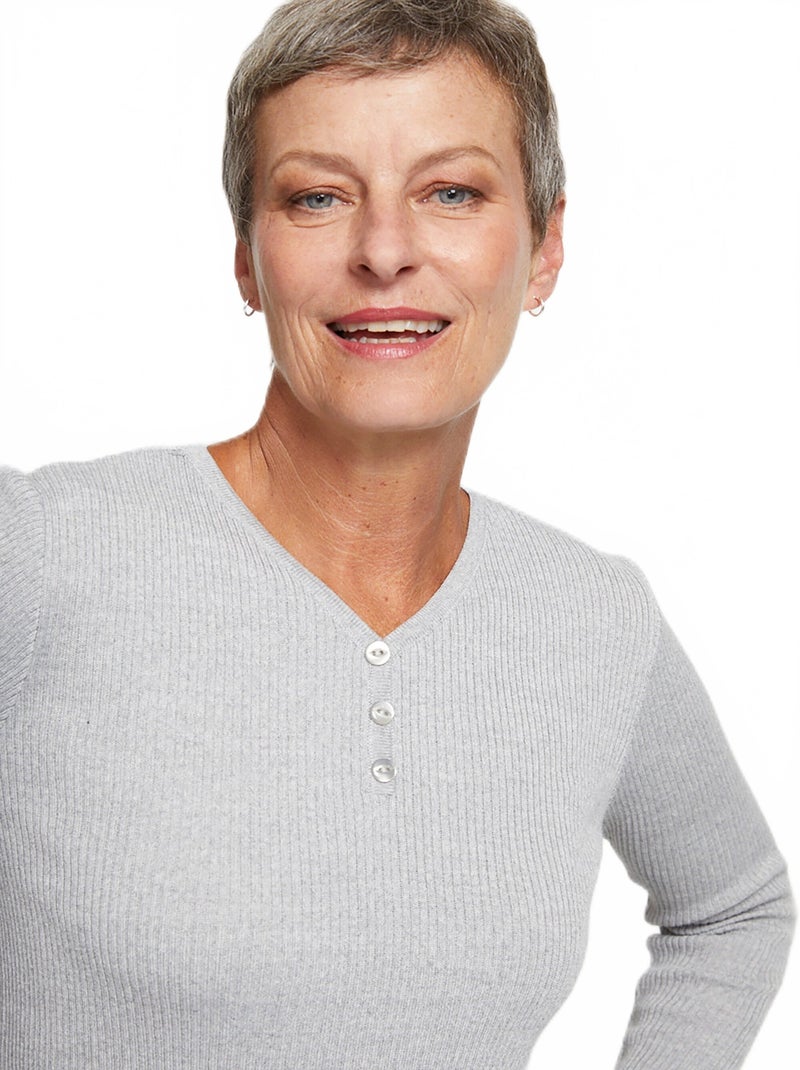 Pull encolure tunisienne avec laine mérinos - Afibel Gris - Kiabi