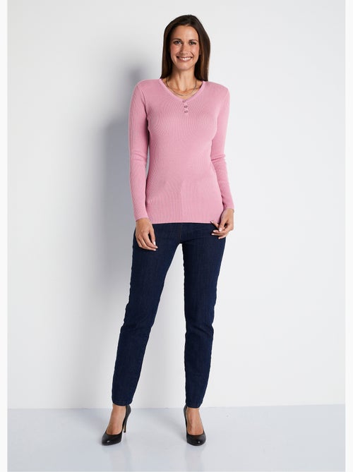 Pull encolure tunisienne avec laine mérinos - Afibel - Kiabi