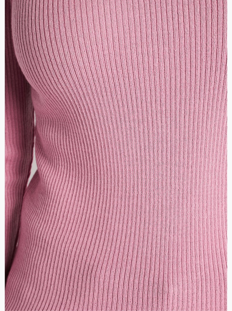 Pull encolure tunisienne avec laine mérinos - Afibel Rose poudré - Kiabi