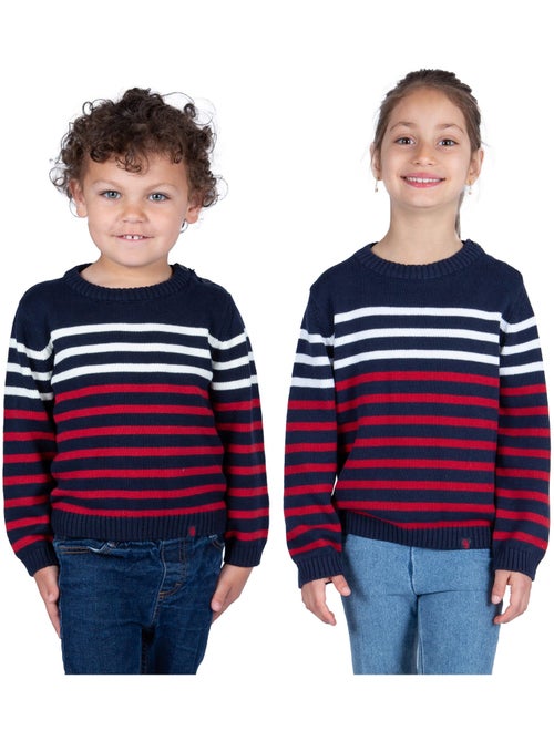 Pull enfant bi-colore en coton 'Breizh Océan', Pull garçon ou fille - Kiabi