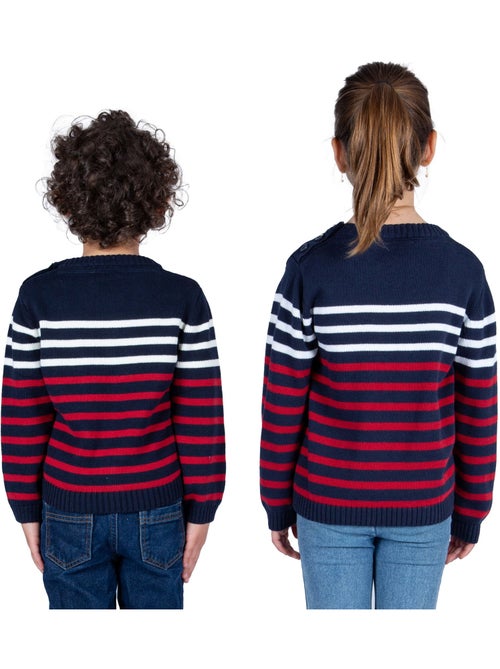 Pull enfant bi-colore en coton 'Breizh Océan', Pull garçon ou fille - Kiabi