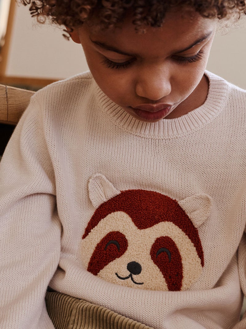 Pull enfant en tricot Gustin Ecru - Kiabi