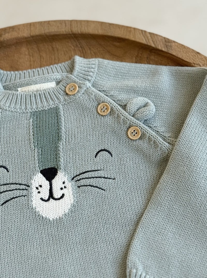 Pull enfant en tricot Oscar Ecru - Kiabi