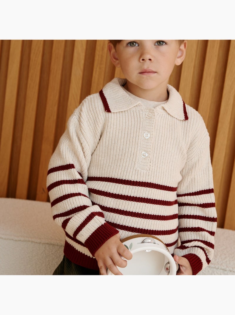 Pull enfant en tricot pistache Rouge bordeaux - Kiabi