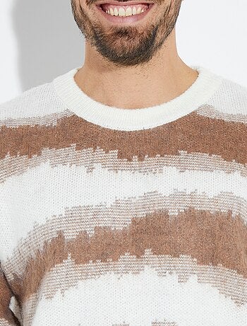 Pull épais avec laine, rayures fantaisie - AFIBEL