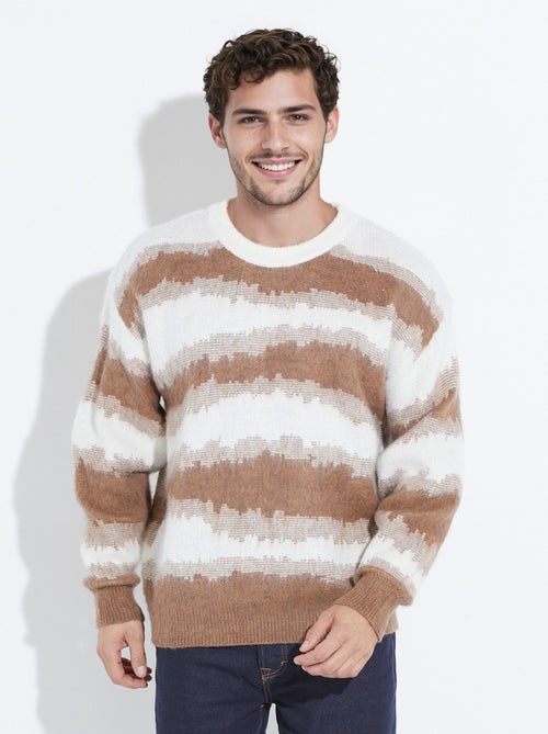 Pull épais avec laine, rayures fantaisie - AFIBEL - Kiabi