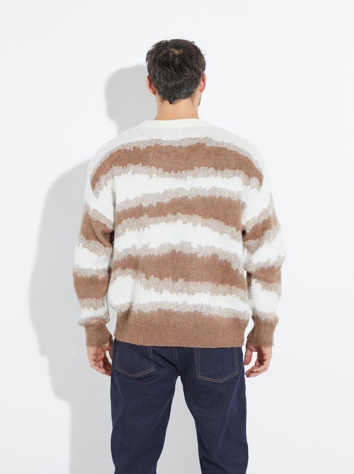 Pull épais avec laine, rayures fantaisie - AFIBEL - Kiabi