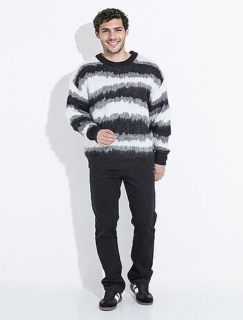 Pull épais avec laine, rayures fantaisie - AFIBEL