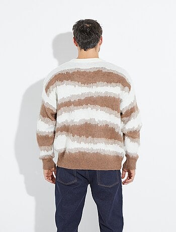 Pull épais avec laine, rayures fantaisie
