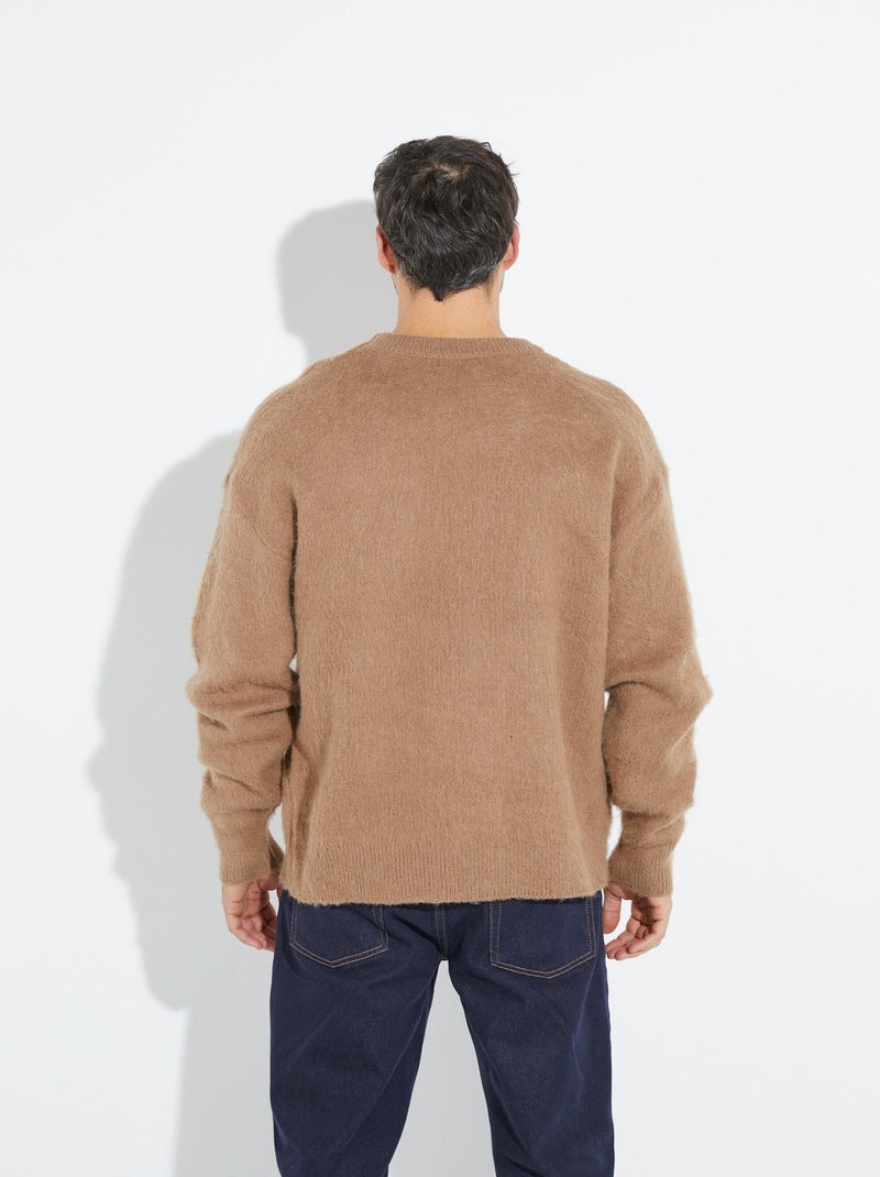Pull épais chaud avec laine et col rond - AFIBEL Camel - Kiabi