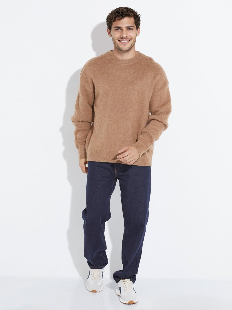 Pull épais chaud avec laine et col rond - AFIBEL Camel - Kiabi