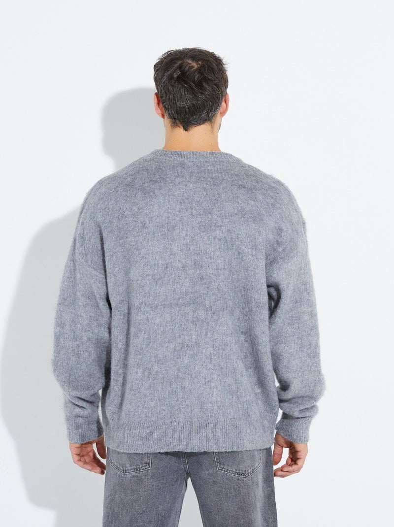 Pull épais chaud avec laine et col rond - afibel Gris - Kiabi