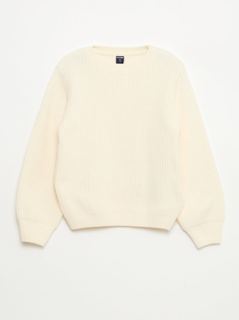 Pull épais en maille chenille Blanc - Kiabi