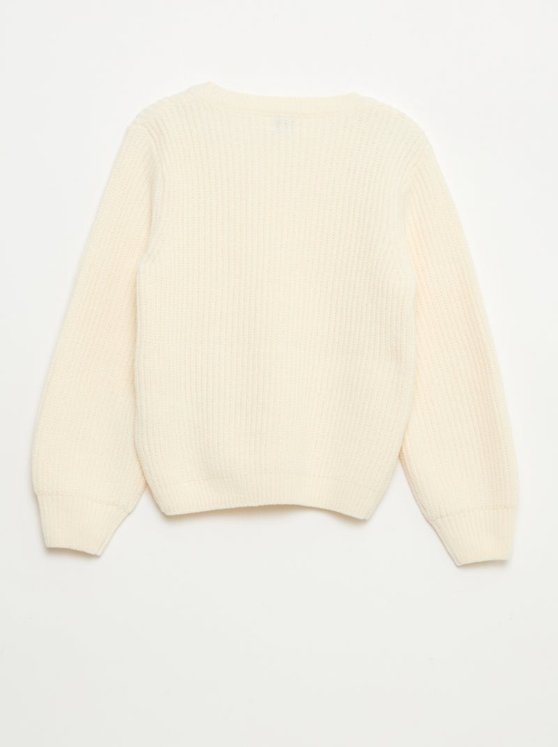 Pull épais en maille chenille Blanc - Kiabi