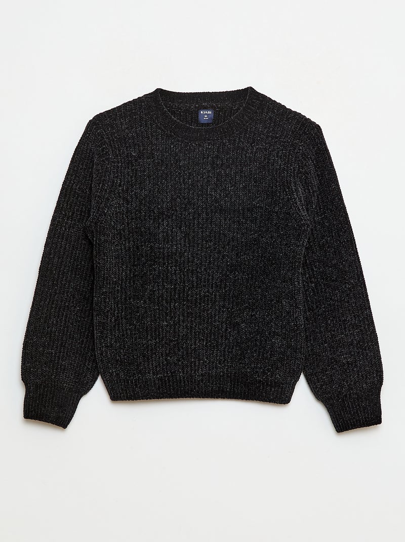 Pull épais en maille chenille Noir - Kiabi