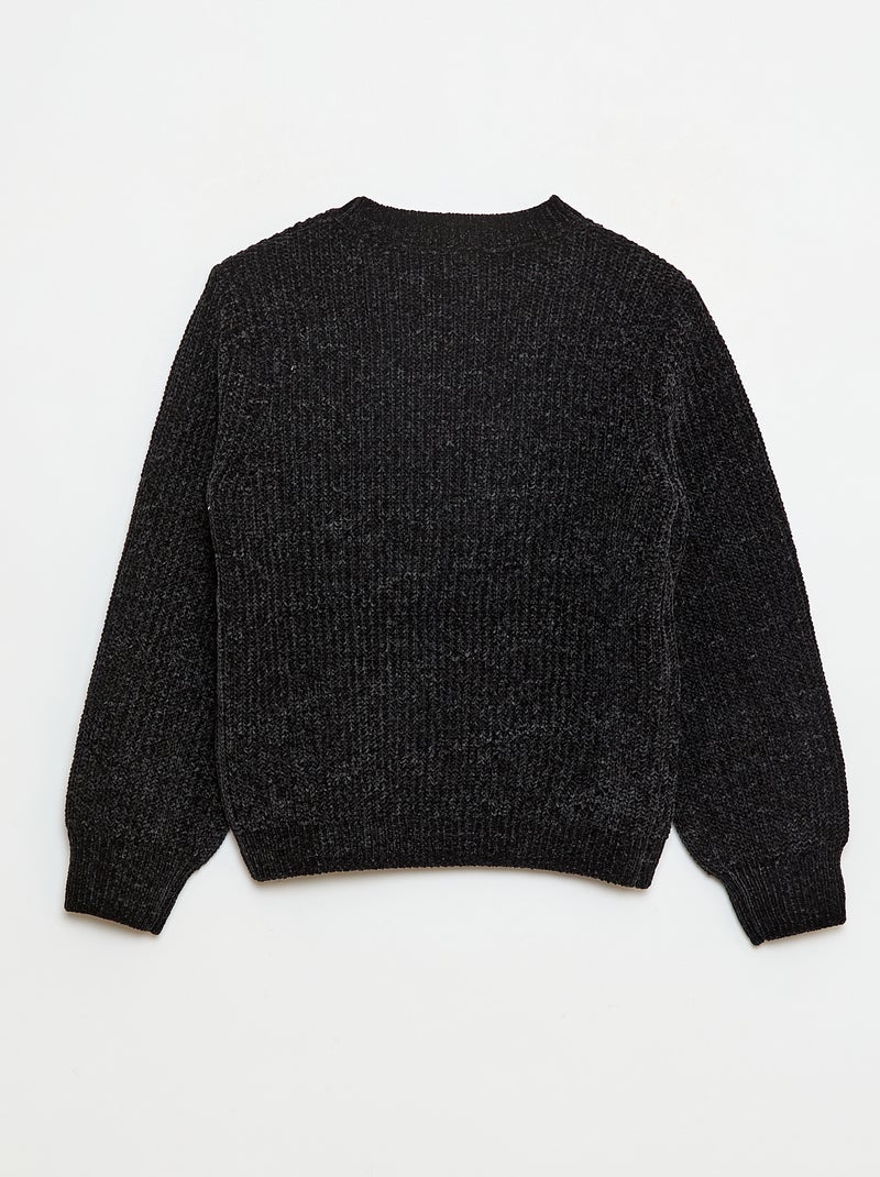 Pull épais en maille chenille Noir - Kiabi