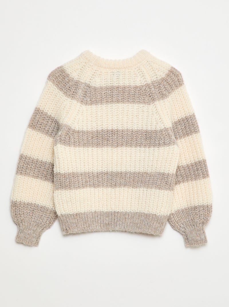 Pull épais en maille rayée Beige - Kiabi