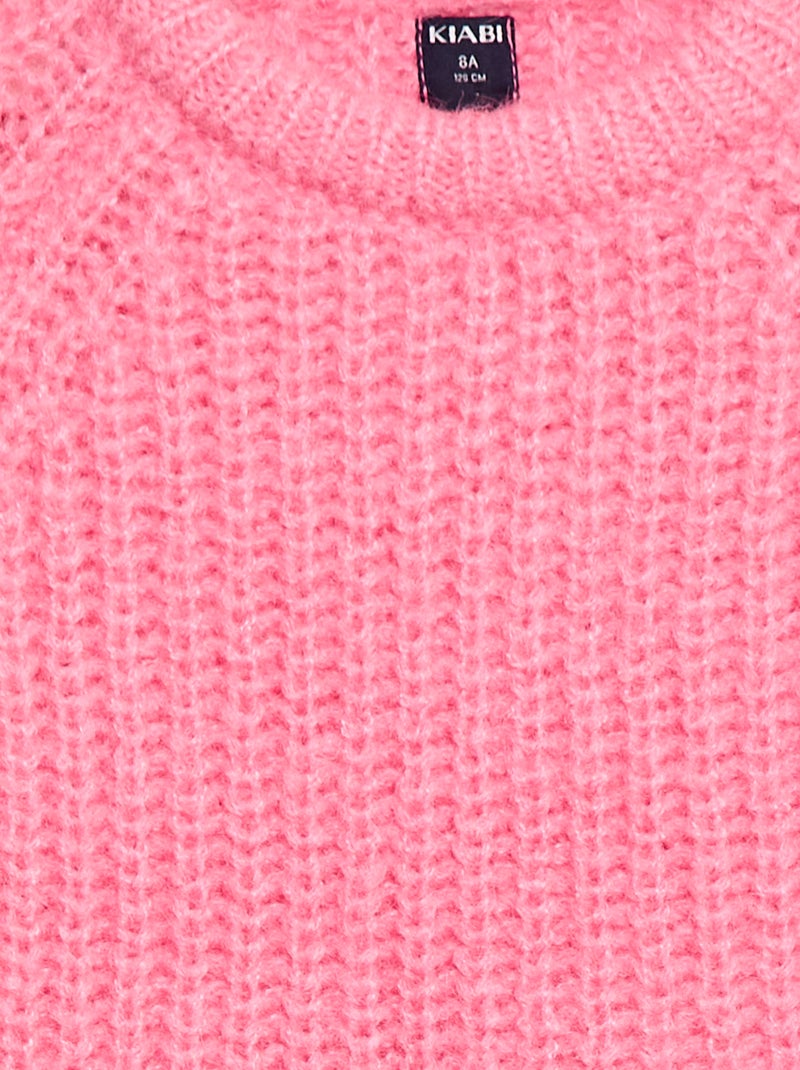 Pull épais en maille unie Rose - Kiabi