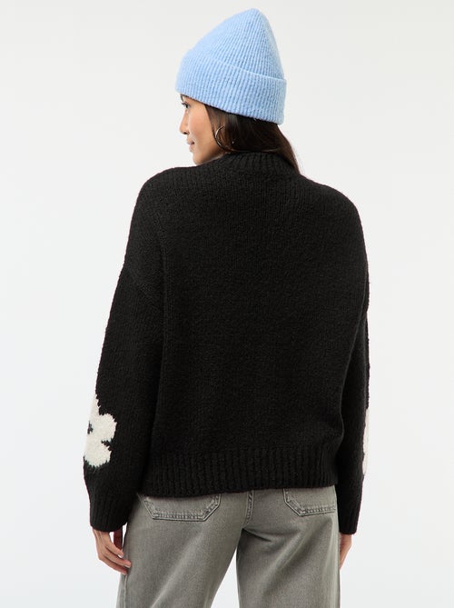 Pull épais fleurs brodées - Kiabi