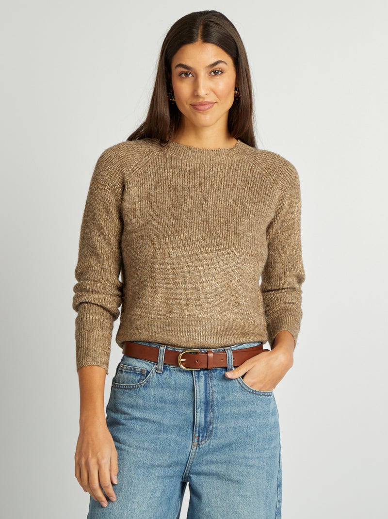 Pull épais maille fantaisie Beige - Kiabi