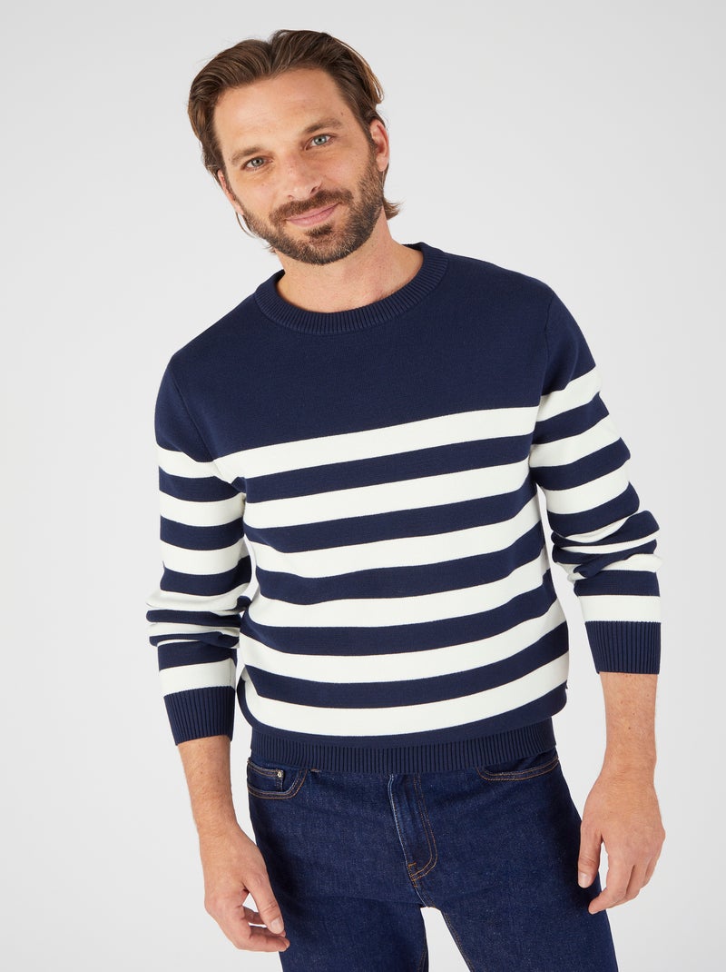 Pull esprit marinière - Damart Bleu marine - Kiabi