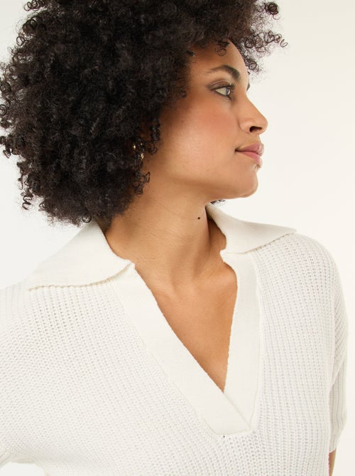 Pull esprit polo avec encolure V - Kiabi