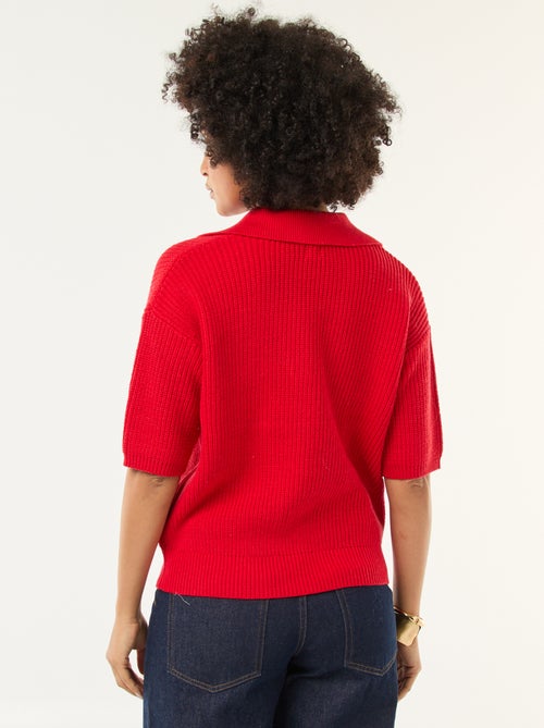 Pull esprit polo avec encolure V - Kiabi