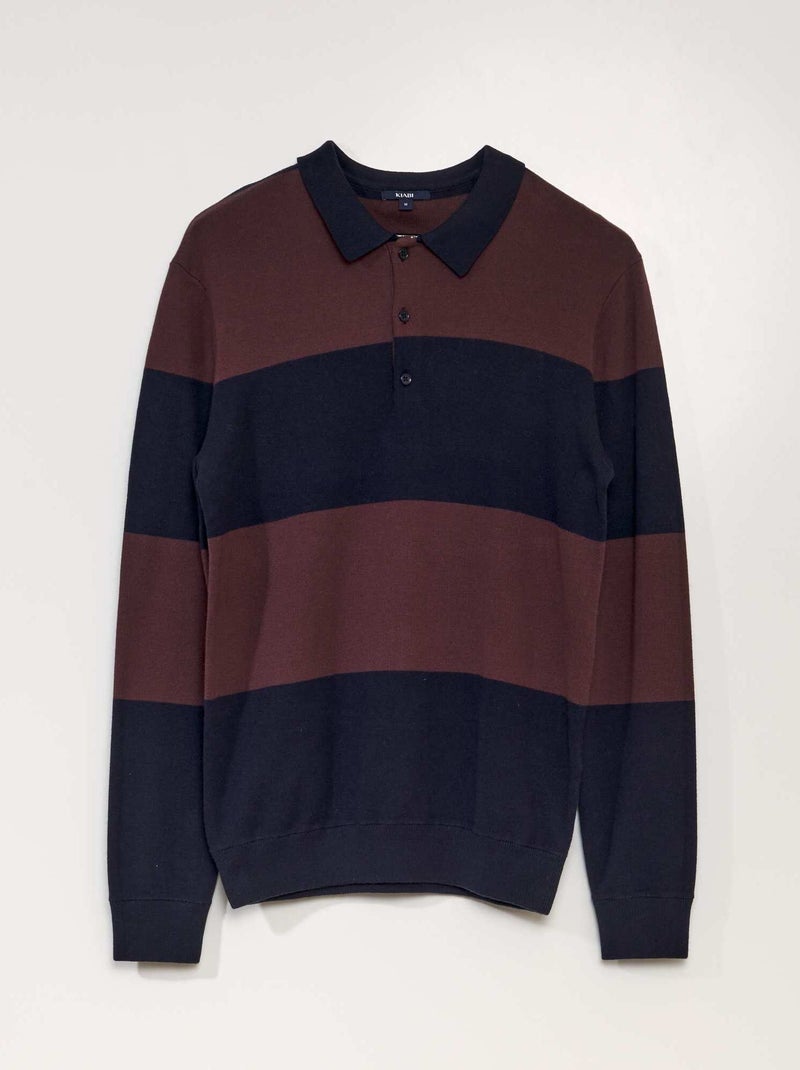 Pull esprit polo manches longues Rouge - Kiabi