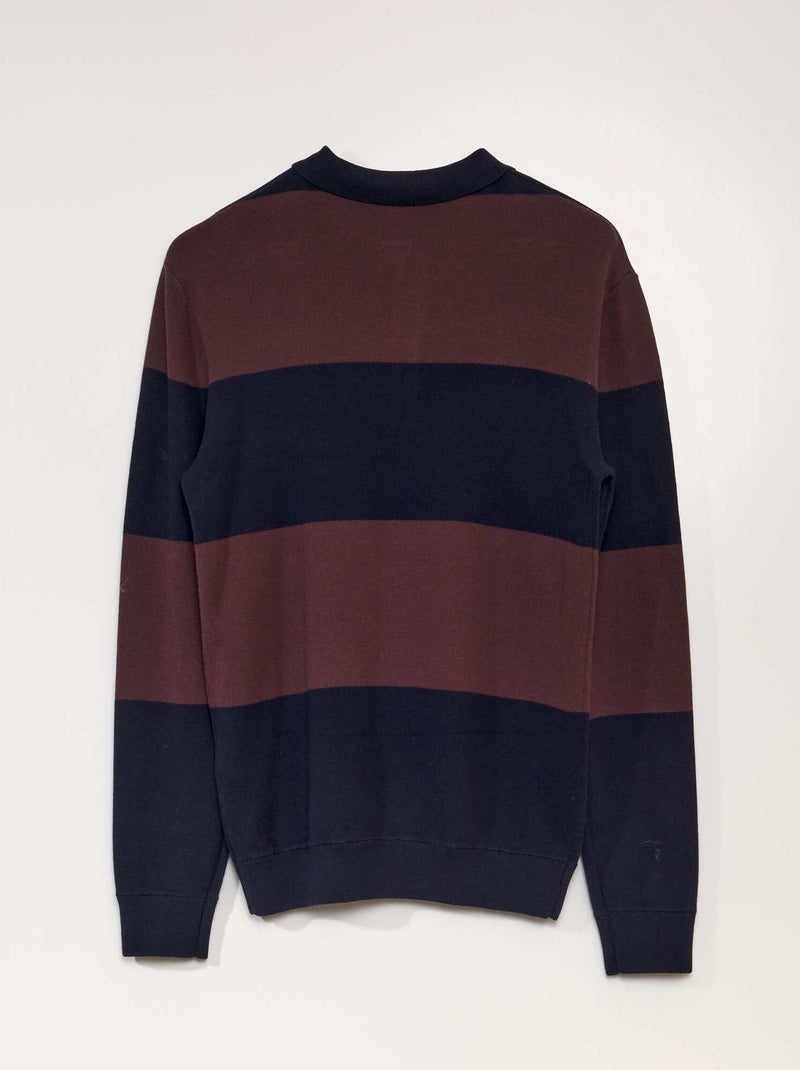 Pull esprit polo manches longues Rouge - Kiabi