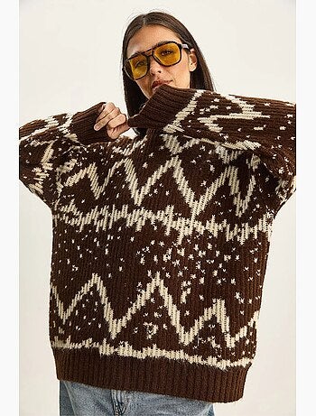 Pull ethnique oversize en maille lucci