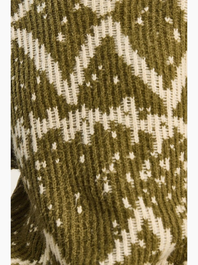 Pull ethnique oversize en maille lucci Vert foncé - Kiabi