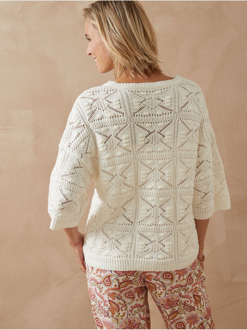 Pull façon crochet - DAXON Ecru - Kiabi
