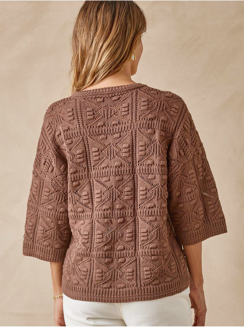 Pull façon crochet - DAXON Marron chocolat - Kiabi