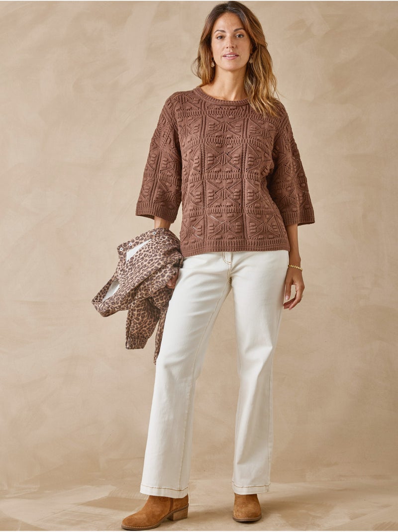 Pull façon crochet - DAXON Marron chocolat - Kiabi