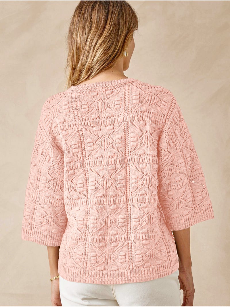 Pull façon crochet - DAXON Rose pâle - Kiabi