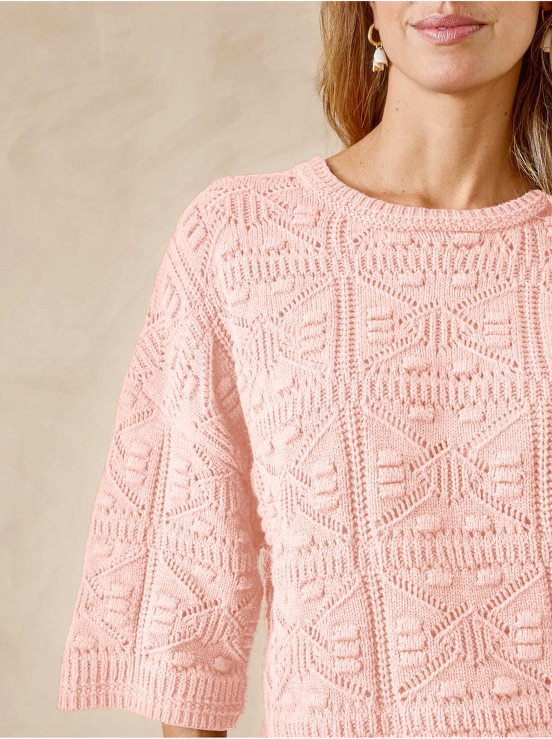 Pull façon crochet - DAXON Rose pâle - Kiabi